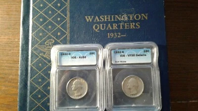 1932 - 1964 Washington Quarters Album Set Complete 83 coins Graded '32S & '32D - Image 1 of 4
