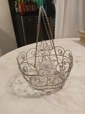 Twisted Wire Basket  Shaped With Accent Beads Cover