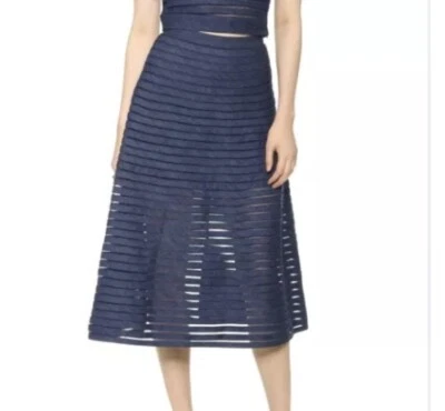 Falda midi de malla vaquera azul Cynthia Rowley Foto 1 de 4