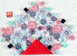 Double Minky! Blume Minky und rot Minky Tag Taggie Sicherheitsdecke Baby - Bild 1 von 1