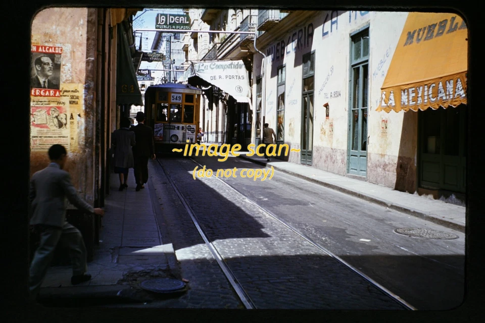 Trolley Streetcar in Havana, Cuba in early 1940's, Kodachrome Slide L9b Foto 1 de 2