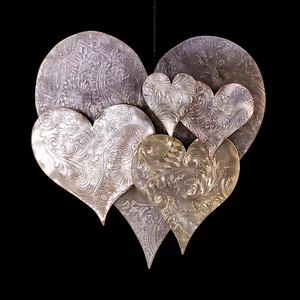 Silver Wall Art Heart Cloud #1573 Vintage Housewarming Home Décor Christmas Gift - Picture 1 of 12