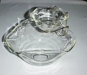 Anchor Hocking Klarglas ~ Chip N Dip ~ MODERN ACCENTS Schüssel Set & Metallhalterung - Bild 1 von 5