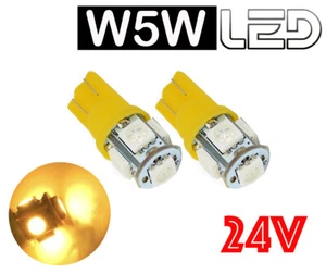 2 Bulbs W5W T10 5 LED 24V Yellow Light Truck For Scania Iveco Renault Volvo Man - Picture 1 of 1