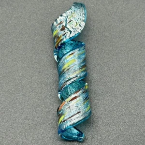 Kunst Glas Anhänger mundgeblasen blau Wirbel Silber Flecken Schmuckherstellung Halskette - Bild 1 von 5