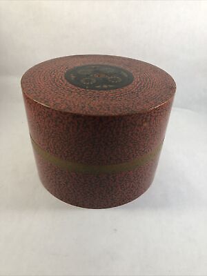 Burmese Betel Nut Container Lacquer Turned Wood Red Southeast Asian Decor • 50$
