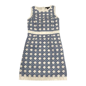 346 BROOKS BROTHERS DAMEN ABSTRAKT DIAMANT BLAU WEISS GRÖSSE 4 GEFÜTTERTE UMMANTELKLEID - Bild 1 von 14