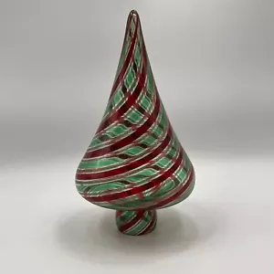 Topper albero di Natale vetro artistico Murano Italia vintage oro polvere rosso verde vortice 7,75" - Foto 1 di 8