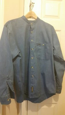 Camisa Timberland Vintage Para Hombres Cuello con Bandas LS Denim Chambra Rara Excelente Con Foto 1 de 4