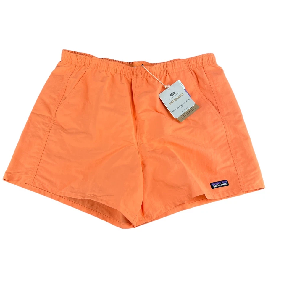 Patagonia Women Solid Tigerlily Orange Baggies Short 5" Drawstring Nylon 57059 M