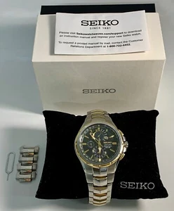 Orologio Seiko Coutura Perpetual Solar Uomo Bicolore Cristallo Zaffiro 44mm SSC376 - Foto 1 di 18