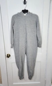 PB Pottery Barn Teen Cozy Gray Jersey Union Suit One Piece Sherpa Hood Size S/M - Picture 1 of 5