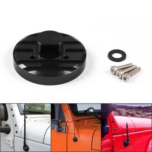 Aluminum Antenna Base Protective Cover For 07-Current Jeep Wrangler JK JL Black - Picture 1 of 6
