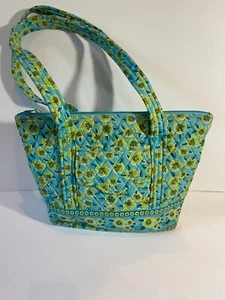 Tasche gesteppt Maggie B Oversized Blumen blau grün zwei Träger Taschen - Bild 1 von 5