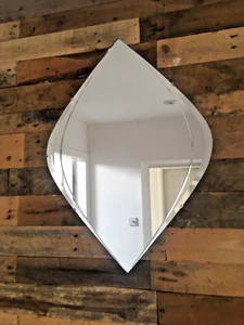 1960'S MID CENTURY MODERN DESIGNER BEVELLED EDGE OVER MANTEL WALL MIRROR SCANDI - Picture 1 of 17