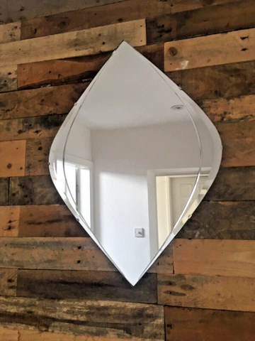 1960'S MID CENTURY MODERN DESIGNER BEVELLED EDGE OVER MANTEL WALL MIRROR SCANDI Cover