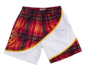 Men’s Mitchell & Ness NBA Atlanta Hawks Plaid Swingman Shorts Sizes M, L, XL New - Picture 1 of 7
