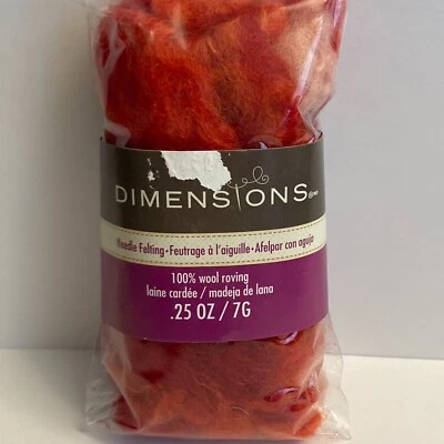 Dimensions FeltWorks 100% Wool (1) Red Curly Roving 0.25oz Needle Felting Crafts - Image 1 of 4