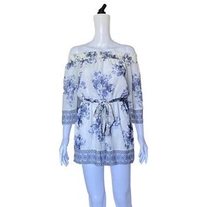 Forever New Short Skort Women’s Size 8 White & Blue Polyester Party Summer - Picture 1 of 5