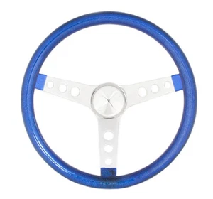 GRANT Steering Wheel Metal Flake Blue/Spoke Chrome 13.5" - Picture 1 of 1