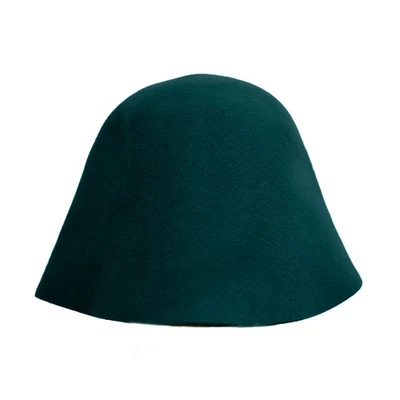 Anthropologie 翡翠绿色羊毛桶帽均码 Mod Cloche 复古别致 — 第 1/4 张图片