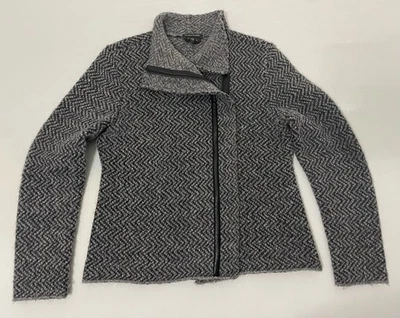 Куртка Eileen Fisher S шерстяная смесь альпака мото асимметричная на молнии в елочку - Изображение 1 из 4