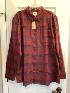 Blake Shelton Lands’ End Flannel Shirt Mens XXL Tall Maroon Plaid Flannel NWT - Picture 1 of 8