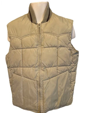 MILLER DENVER COLORADO VEST LARGE MEN PUFFER ZIP POCKETS TAN USA MADE XLNT CON 3 - Image 1 of 4