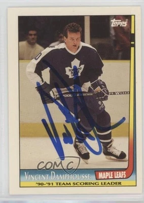 JSA Certified 1991-92 Topps Team Scoring Leaders Vincent Damphousse #9 COA Auto - Image 1 of 2