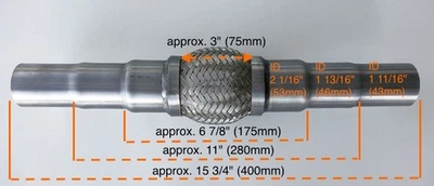 Heavy Duty Exhaust Flex Pipe Stainless Steel Double Braided 6 7/8" 11" 15 3/4" - Изображение 1 из 4