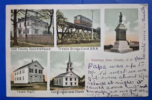 Chester, NH. 1900s Multi-View Postcard,  Blue Benjamin Stamp - Picture 1 of 2