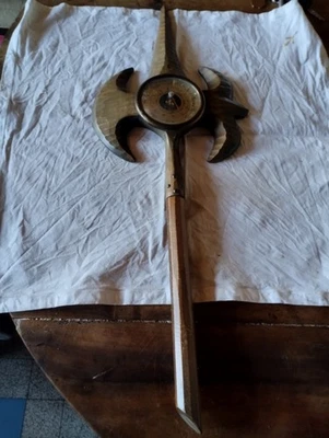 Ancien Baromètre De Précision Double Hache Minoenne En Bois - Photo 1/4