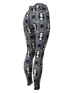 Morticia Addams Spooky Addams Family Leggings Funky Pattern One Size Curvy Diva - Picture 1 of 4