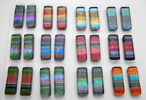 FOR DANGLE EARRINGS Lot of 24 pcs HANDMADE DICHROIC FUSED GLASS (H5) CABOCHONS - Picture 1 of 4