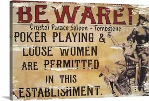Beware Of Poker Players & Loose Women Poster or Canvas Wrap art Distressed art - Picture 1 of 3