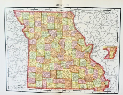 Antique Color Map The USA State of Missouri 1895 Century Co United State Map - Image 1 of 4