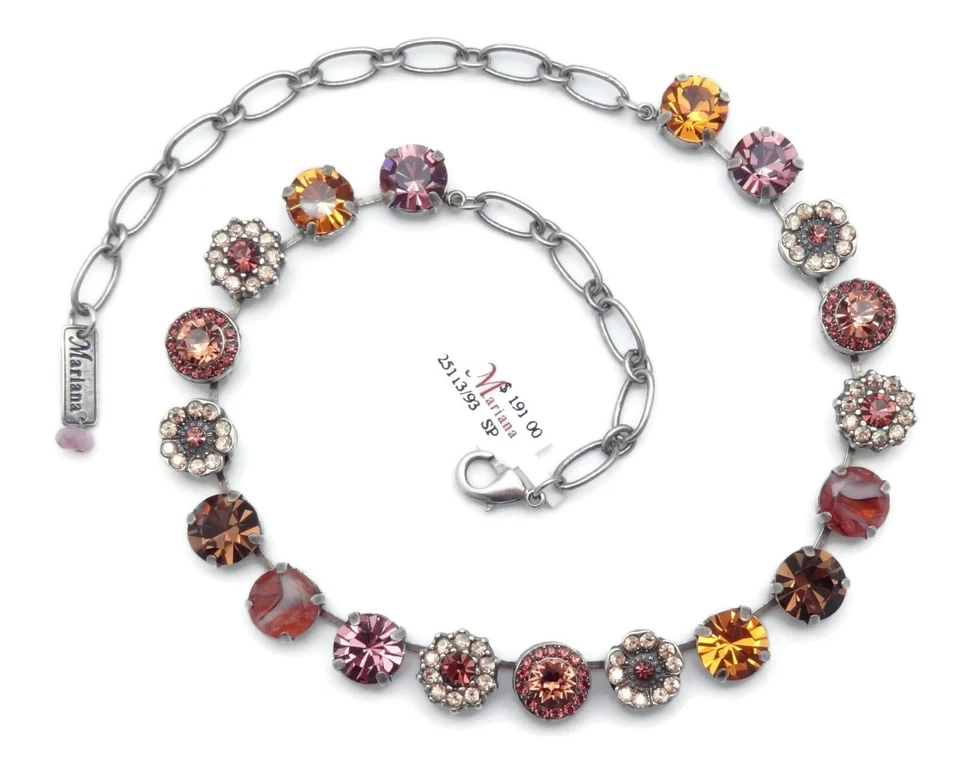 Collar de plata plateado Mariana 1018 Dream Purple Brown Mix Swarovski Crystal NWT Foto 1 de 1