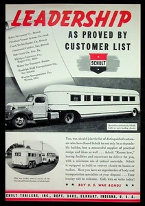 1943 Schult Bus Trailer WWII Wartime Ad General Electric Bus Mazda Lamps - Picture 1 of 2