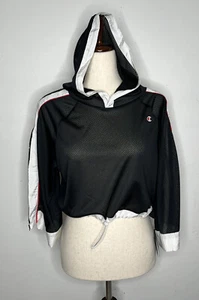 Champion Shirt Womens Size XS Zipper Sleeves Navy Mesh Cropped Hooded NEW - Picture 1 of 8