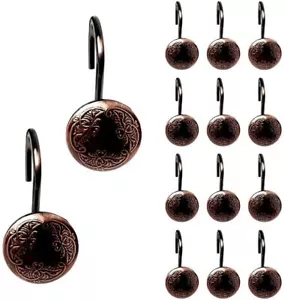 Antique Oil Rubbed Brushed Bronze Shower Curtain Hooks ~ New ~ 12 Shower Rings - Picture 1 of 8
