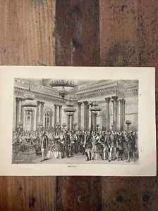1862 Originals Illustration Kupferstich Vintage Lithographie Gravur Court Ball - Bild 1 von 6