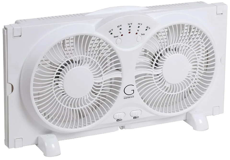 Genesis A1WINDOWFAN 9" 3 Speed Twin Window Portable Fan - White