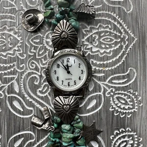 VTG Watch Bracelet 5.5" Phillip Guerro PTG Sterling Turquoise Charm 53.9g Video - Picture 1 of 14