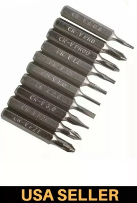 10pc Screwdriver Bits Set PH0,PH00,T4,T5,PZ0,PZ1,SL2,SL3,Point 1.0,P2 0.8 repair - Image 1 of 4