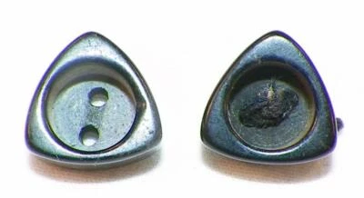 2 Vintage Black Bakelite Buttons Triangle Shape 2 Sew Thru Holes Small #29 - Image 1 of 3