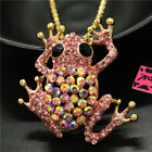 Hot Fashion Pink Animal Frog Crystal Rhinestone Jewelry Pendant Necklace Gifts