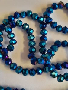 Faceted glass beads, 4mm, metal blue, approx 110 beads - Picture 1 of 2