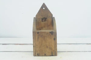 Primitive antike Kerzenschatulle Volkskunst Bauernhaus Holz quadratische Nägel um 1800 - Bild 1 von 8