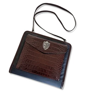 BRIGHTON Vintage Crest Portafoglio Planner Tracolla 3 Anelli Raccoglitore Agenda Pelle Nylon - Foto 1 di 21