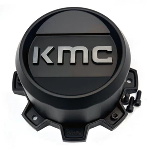 KMC T164H171-8-H77-S3 Black Center Hub Cap Silver Logo 8x170 - Picture 1 of 6